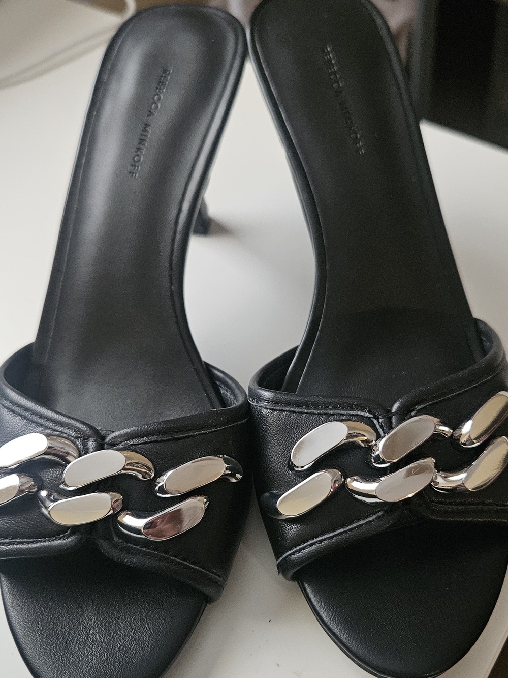 Rebecca Minkoff Chain Mule  with Silver Chain Accent 6.5